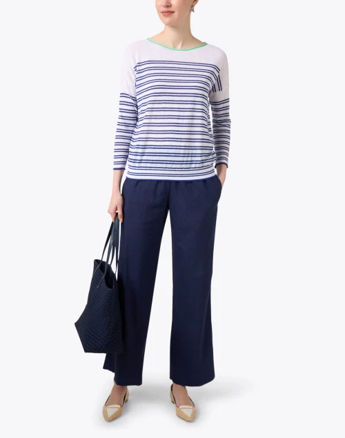 White and Blue Striped Sweater