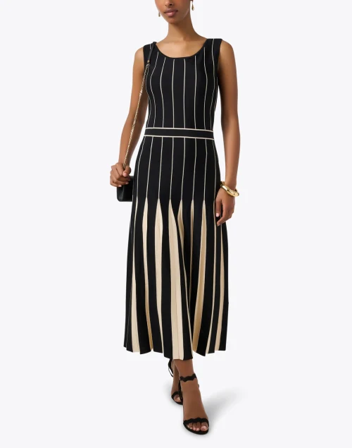 Black and Tan Pleated Dress