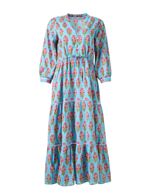 Maria Blue Floral Print Dress