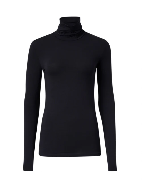 Navy Turtleneck Stretch Viscose Top
