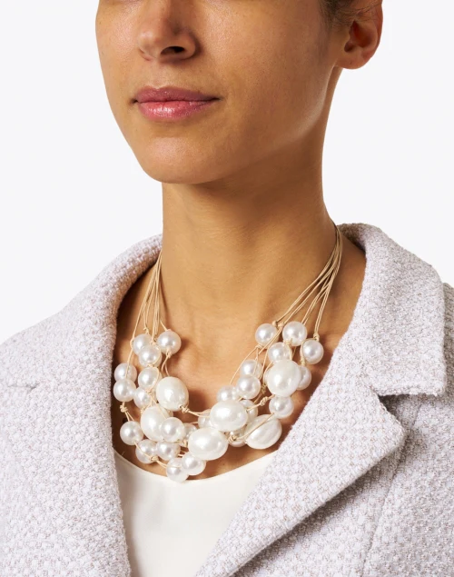 Pearl Cluster and Leather Necklace