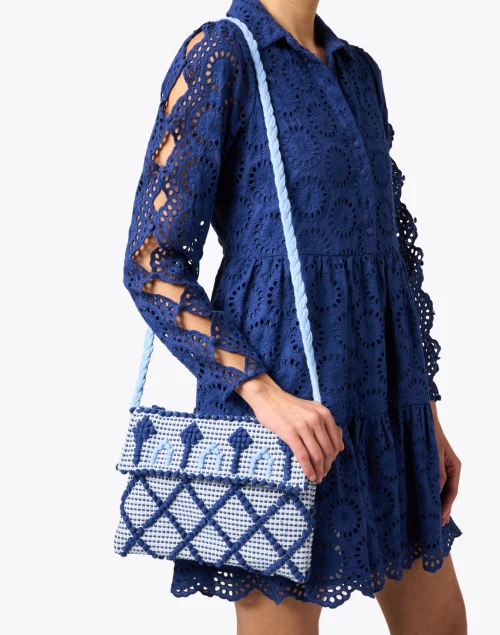 Grazia Blue Woven Crossbody Bag