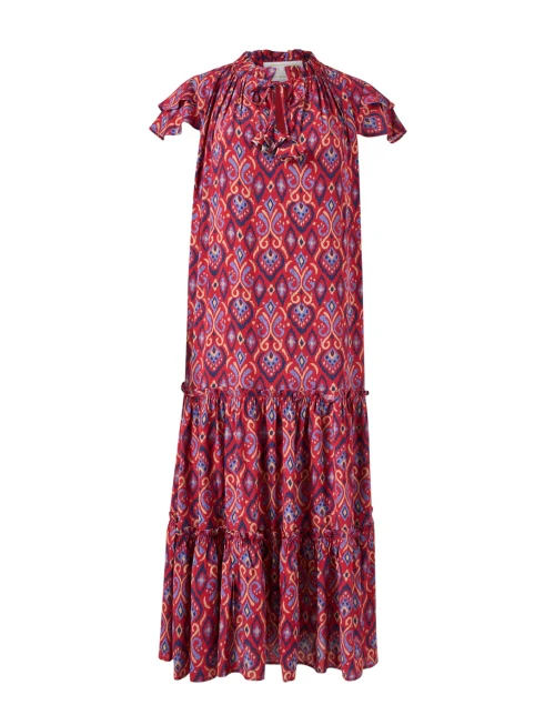 Red Ikat Print Midi Dress
