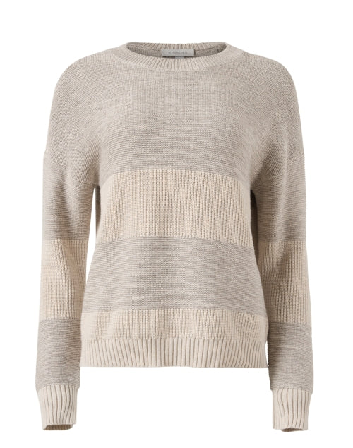 Beige Lurex Striped Sweater
