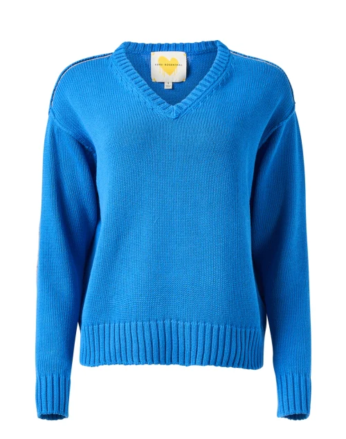 Frenchy Blue Embroidered Cotton Sweater
