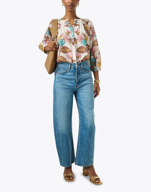Courtney Multi Floral Cotton Silk Top