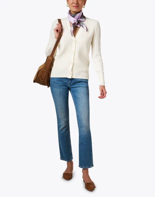White Cotton Cashmere Cardigan