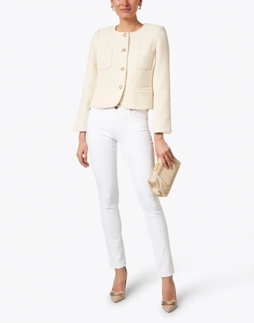 White Stretch Cotton Twill Jeans