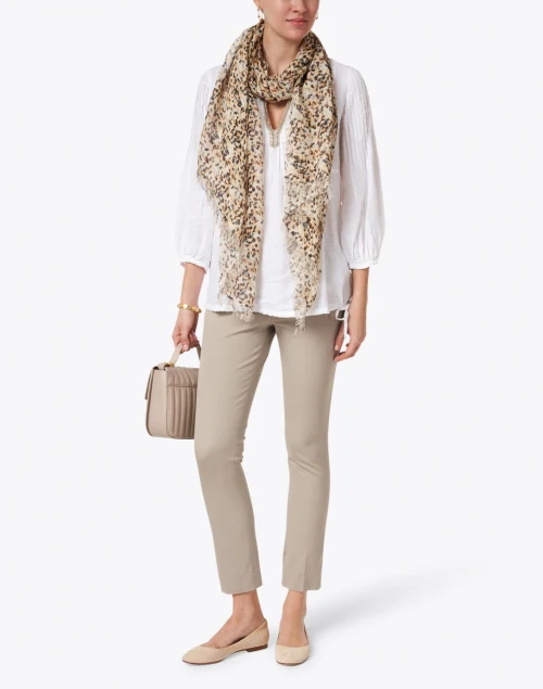 White Embellished Pintucked Linen Shirt
