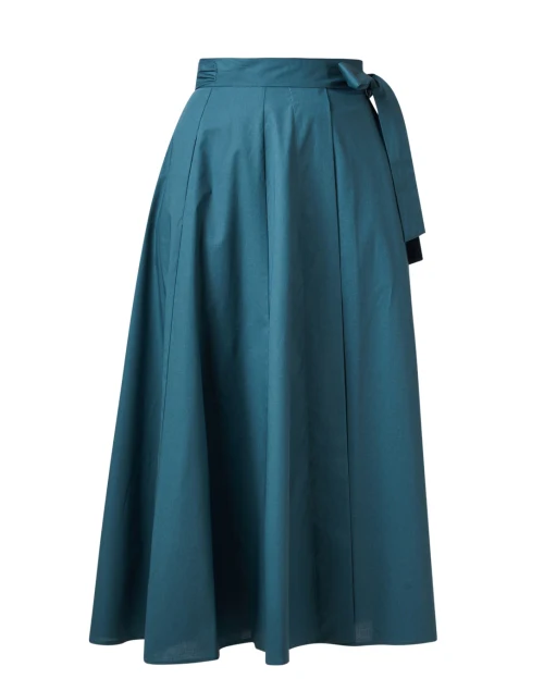 Teal Cotton Poplin Wrap Skirt