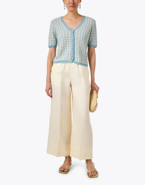 Beige Linen Wide Leg Pant