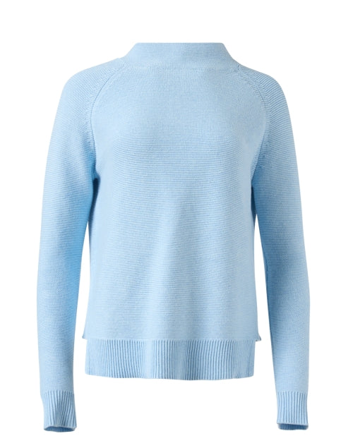 Surf Blue Garter Stitch Cotton Sweater