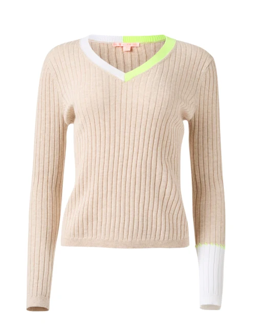 Beige Ribbed Cotton Sweater
