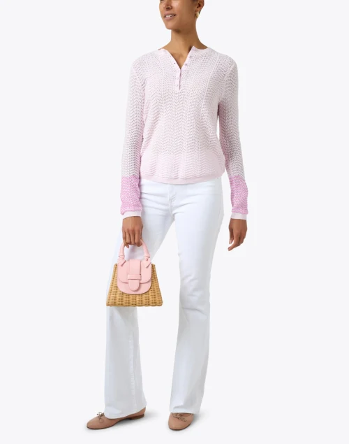 Wisteria Pink Cotton Cashmere Henley Sweater