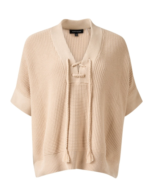 Tan Cotton Waffle Knit Poncho