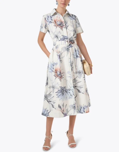 Ivory Dahlia Print Shirt Dress
