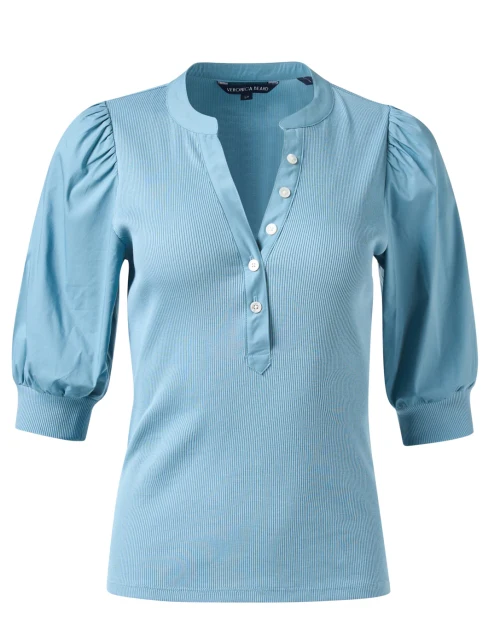 Coralee Blue Puff Sleeve Top
