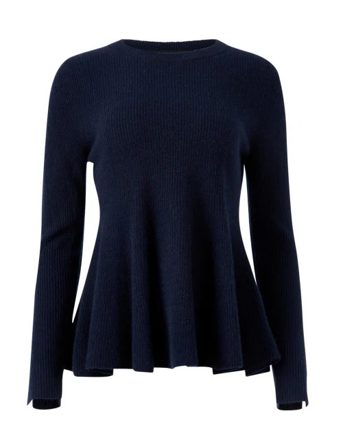 Navy Cashmere Peplum Sweater