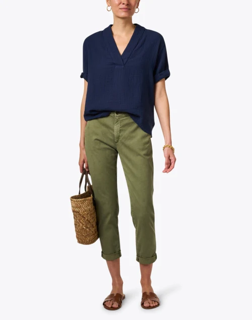 Caden Green Stretch Cotton Pant