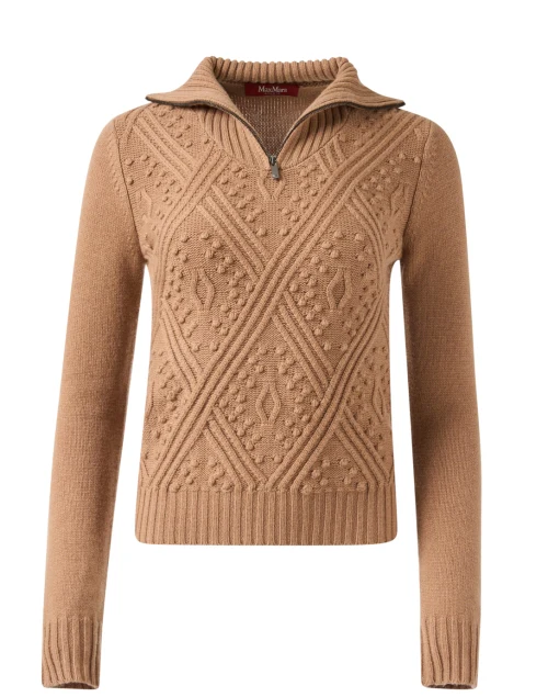 Etra Camel Quarter Zip Sweater