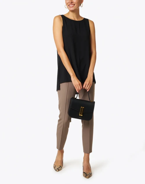 Black Essential Silk Georgette Crepe Shell