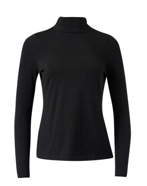 Black Pima Cotton Mock Neck Top
