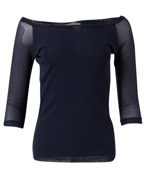 Blue Tuille Boat Neck Tee