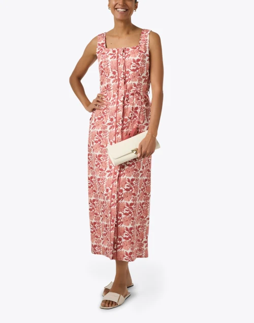 Paloma Red Floral Print Linen Dress