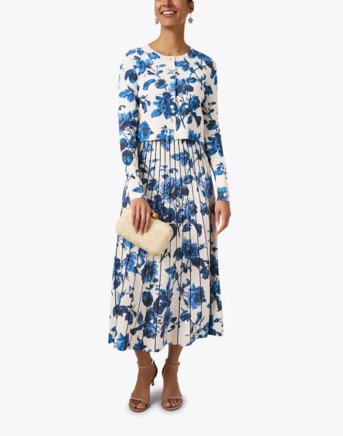 Tavira Blue and White Floral Print Skirt