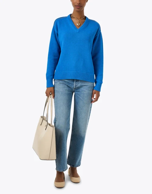 Frenchy Blue Embroidered Cotton Sweater