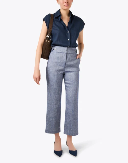 Navy Linen Blouse