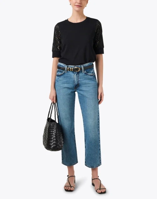 Black Eyelet Sleeve Top