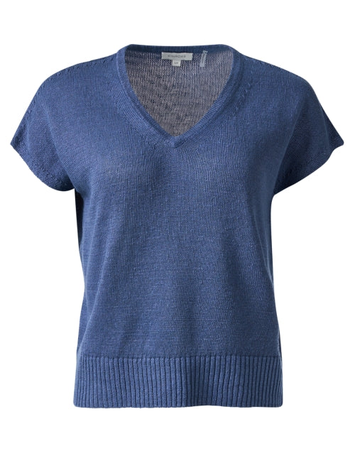 Navy Linen Cap Sleeve Sweater