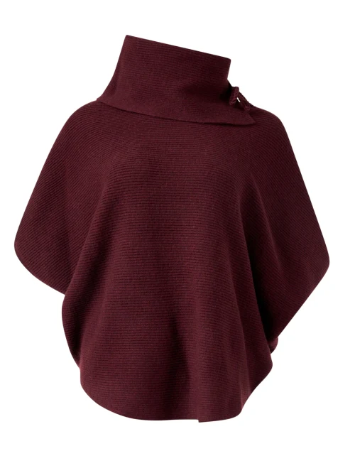 Burgundy Wool Poncho Sweater