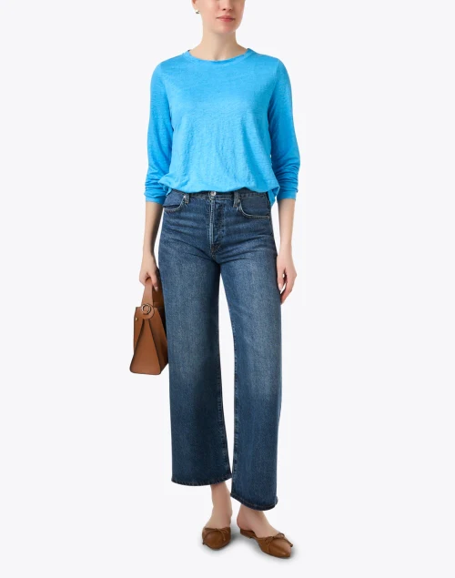 Azure Blue Linen Top
