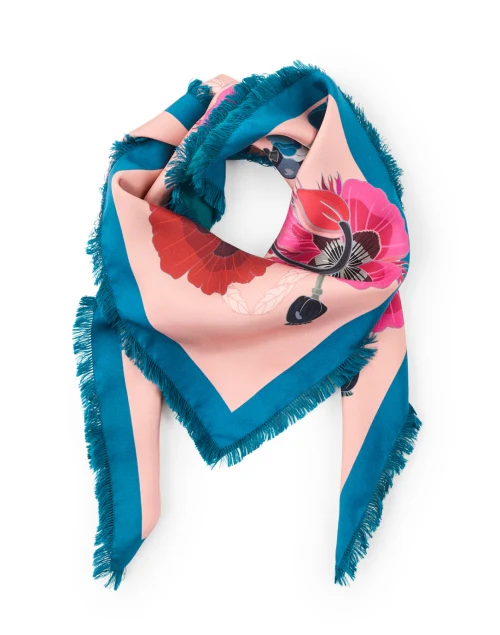 Cialda Pink and Blue Floral Reversible Silk Scarf