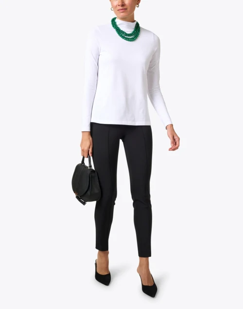 White Pima Cotton Mock Neck Top