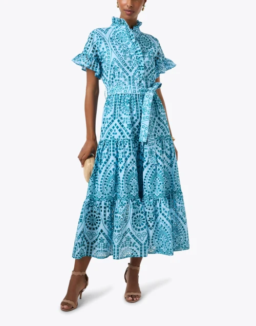 Sadie Blue Cotton Eyelet Dress