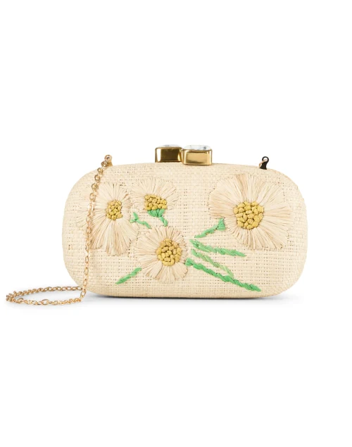 Tan Daisy Embroidered Clutch