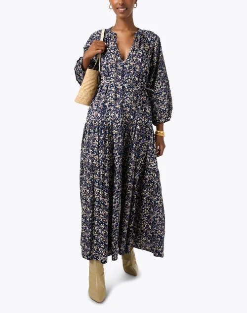 Luminile Navy Floral Cotton Dress
