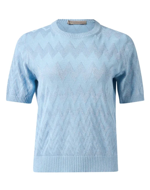 Blue Chevron Knit Top
