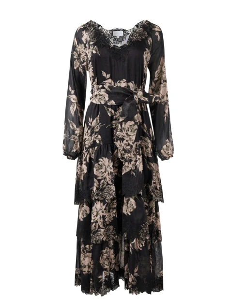 Anastasia Black Floral Belted Dress