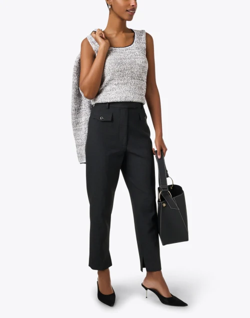 Navy and Grey Knit Sleeveless Top