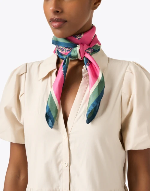 Lewis Pink Multi Print Silk Scarf