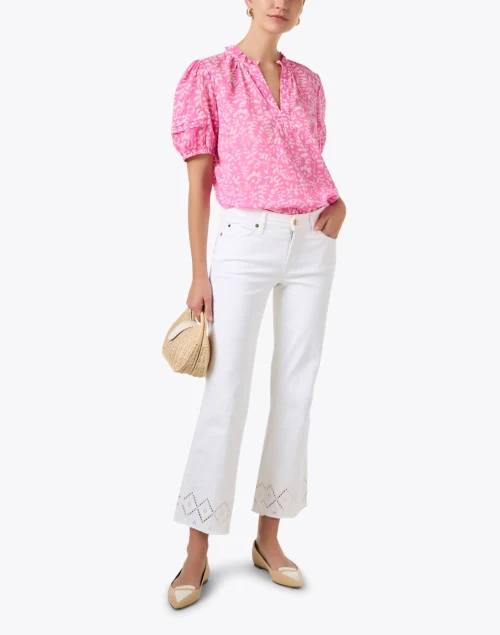 Francesca White Eyelet Cuff Jean