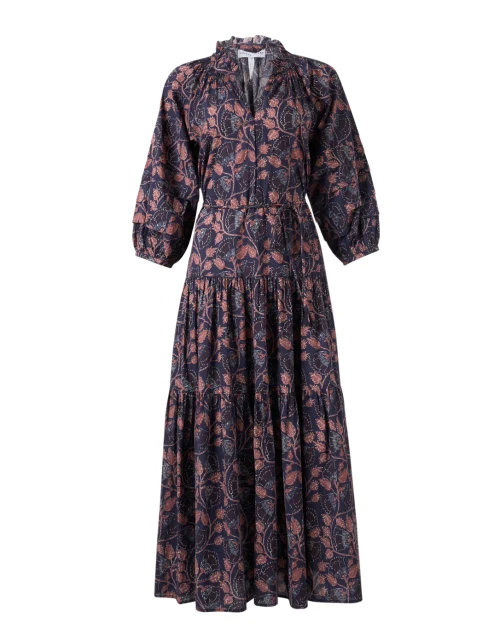 Trinidad Navy Multi Print Cotton Dress