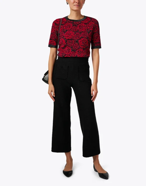 Red Rose Print Knit Top