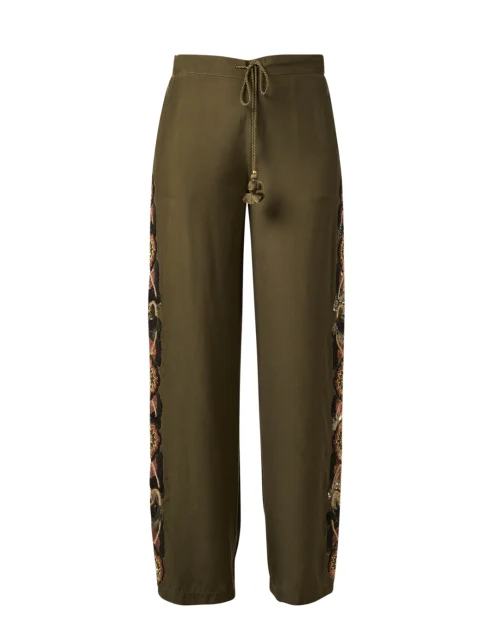 Theodora Green Silk Pant