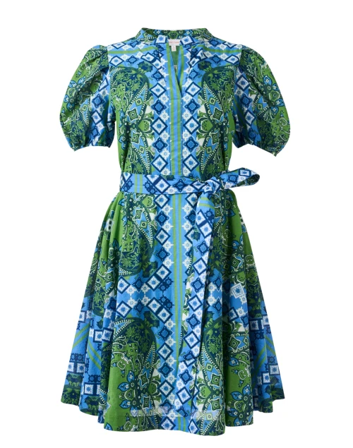 Paisley Blue and Green Print Dress