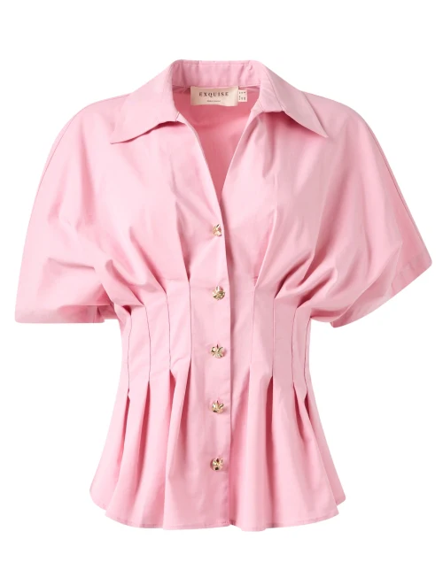 Georgia Pink Pleated Cotton Shirt